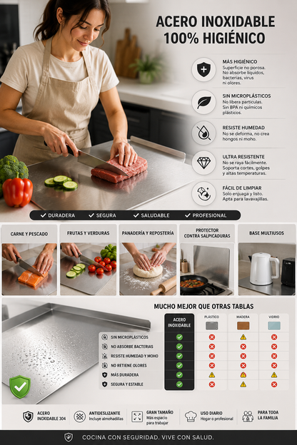 Tabla para picar de acero inoxidabe
